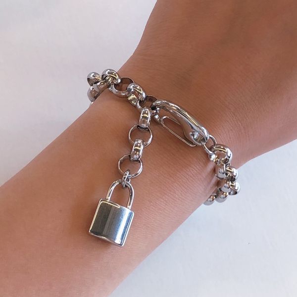 [All Surgical Steel] Unique Bold Link Chain Lock Bracelet