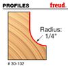 Freud 30-102: 1/4" Radius Cove Bit with 1/4" Shank