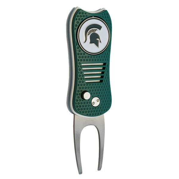 Team Golf NCAA Michigan State Spartans Retractable Divot Tool with Double-Sided Magnetic Ball Marker, Features Patented Single Prong Design, Causes Less Damage to Greens