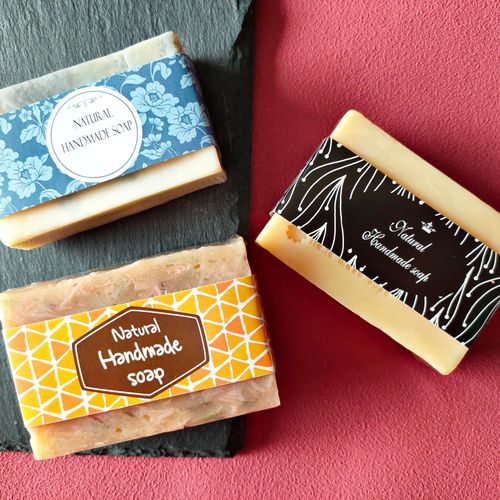 WRAPWAVE 100PCS Handmade Soap Packaging | 3x21cm | 3 Styles | Premium Quality Wrappers for Homemade Soap | Non-Fading Colors | Ideal Packaging Solution for Homemade Soap Bars (Y040_0321)