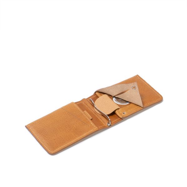 Leather AirTag Wallet with Money Clip - Camel