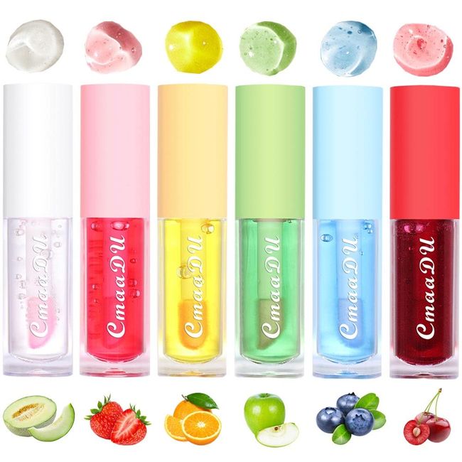 6Pcs Hydrating Lip Oil Set,Fruchtige Farbe wechselnde Lip Glaze Plumping Lip Glow Oil Transparent Moisturizing Tinted Lip Balm Long Lasting Nourishing Repairing for Dry Lip