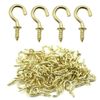 Biaungdo 100 Pcs 1/2" Ceiling Cups Hooks Screw Hooks Ceiling Cup Hooks Self-Tapping Screws Hooks Gold