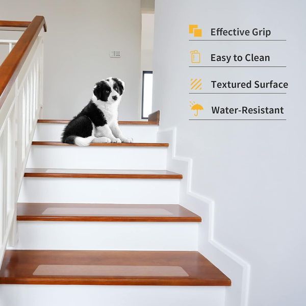 New 4"x24" Clear Stair Treads Non Slip Strips 15PCS Non Skid Tape Kids Pets