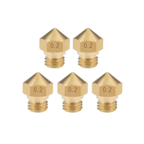 Uxcell Brass Nozzle, Brass Stone, 0.2 mm, 3D Printer Nozzle, Header, M7 Thread mK10, 0.07 inch (1.75 mm) Extruder Print, Pack of 5