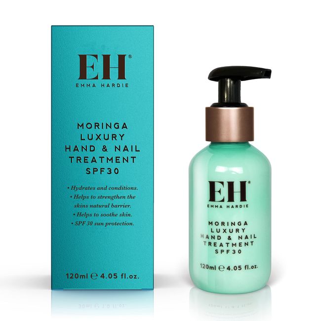 Emma Hardie Moringa Luxury Hand & Nail Treatment SPF 30 (120ml) - Hydrates, Soothes & Conditions Skin. Helps to Strengthen Skin's Natural Barrier. Dermatologically Tested. Cream