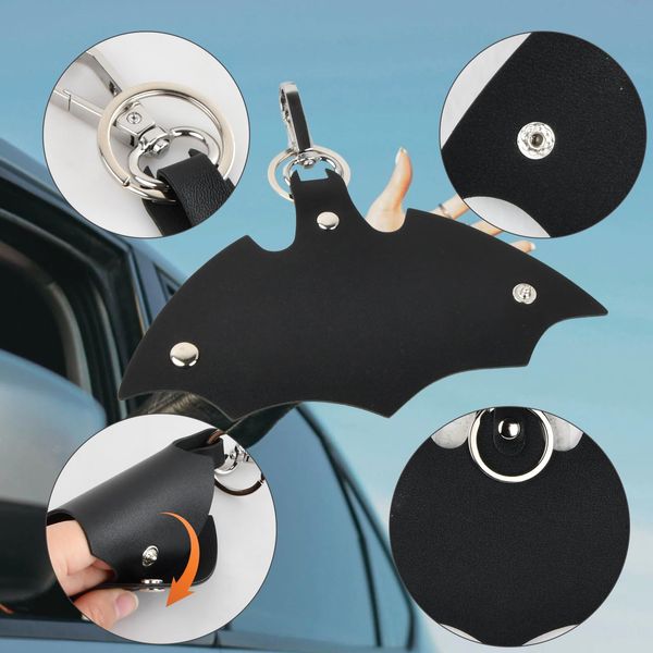 Amexo 2 stück Batman Schlüsselanhänger Fledermaus Keychain Schlüssel Aufbewahrung Leder-Schlüsseletui Key Organizer für Alle Arten Von Schlüsseln Schwarz