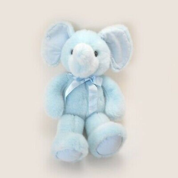 Russ Blue Elephant Plush Lollipop 14" Stuffed Animal Rattle Corduroy