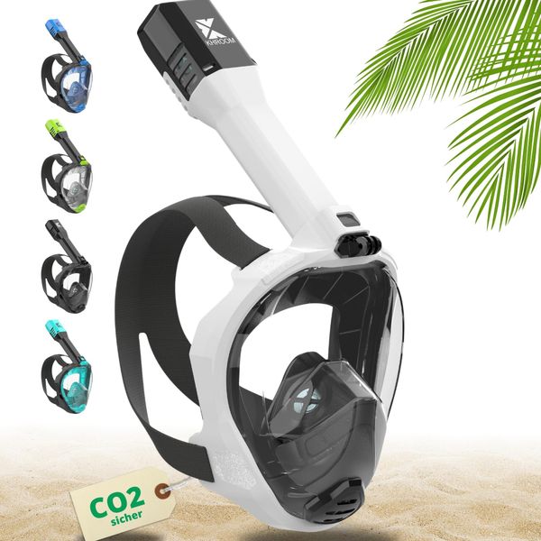 Khroom Seaview Pro Snorkel Mask, Adult Full Mask, Introduced in Höhle der Löwen, Our Best CO2 Safe Diving Mask, Full Face Snorkel Mask (L/XL, White)