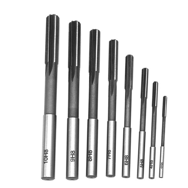 8pcs Reamer Set, HSS H8 Straight Shank Chucking Machine Cutter Milling Reamer Kit 3/4/5/6/7/8/9/10mm