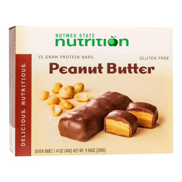 Nutmeg State Nutrition - High Protein Bars, Gluten Free, Low Calorie, Ideal Protein Compatible, 7 Servings Per Box (Peanut Butter)