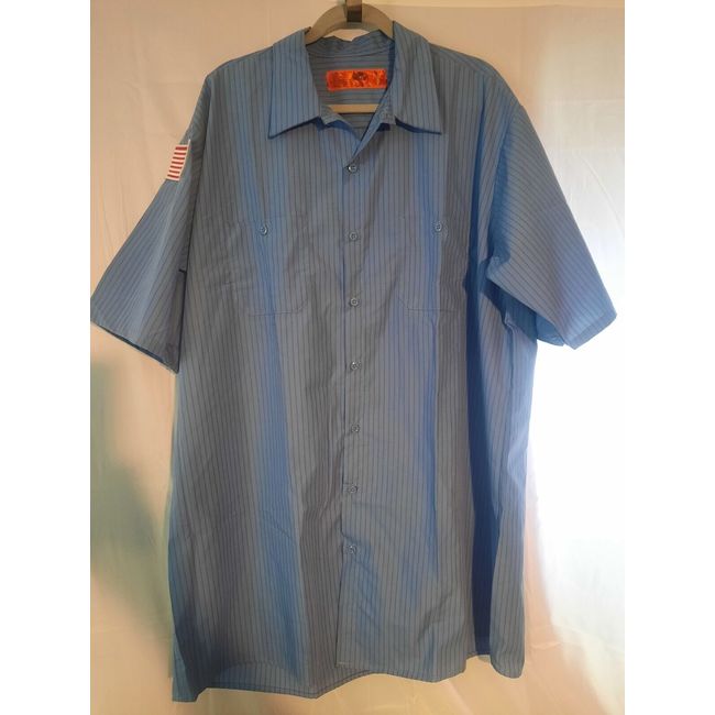 Red Kap Men's Short Sleeve Industrial Stripe Work Shirt Size 2XL XXL NWOT