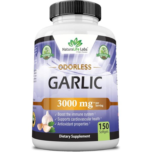 High Potency Garlic Supplement 3000 Mg 150 Softgels Odorless Pure Quality