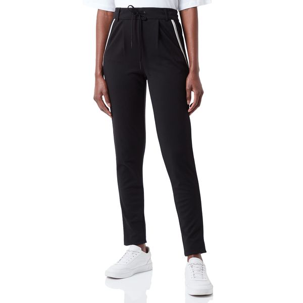 ONLY Women's Onlpoptrash Easy New Sporty Tape Petit Trousers, Black/detail: balm green + cloud dancer + stone