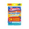 Spontex Microfibre Multi-Purpose Cloths - Pack of 8 x 3, Multi Colours