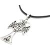 Sterling Silver Open Celtic Knot Cross on 41-46 Leatherette Necklace