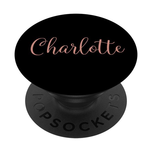Charlotte Personalized Blush Pink and Black Custom Name PopSockets Swappable PopGrip