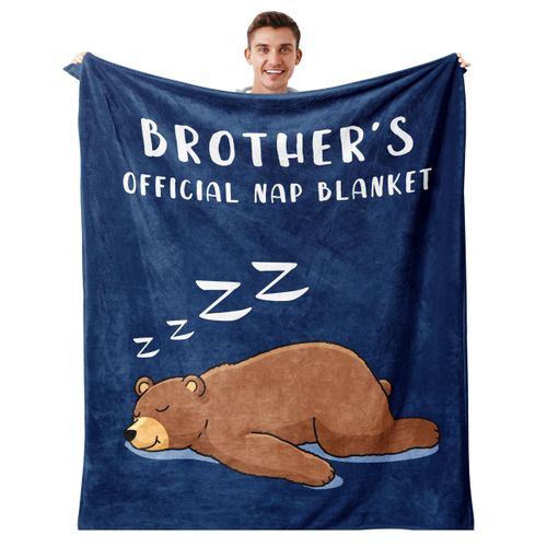 Pezolen Gifts for Brother Nap Blanket 60"x50", Cool Brother Birthday Gifts, Best Brother Gifts from Sister, Funny Gift for Brothers Adult from Sister on Fathers Day Christmas Blue Throw