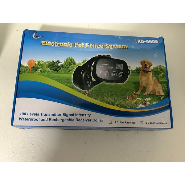 Electronic Pet Fence System KD-660B 2 Collar Set for Pet Barrier with Receivers