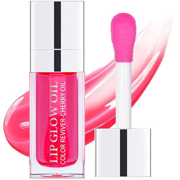 Tinted Lip Balm Hydrating Lip Gloss, Plumping Lip Oil, Long Lasting Nourishing Lip Glow Oil Shine Lip Tint (cherry-15)