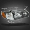 For 2001-2002 Toyota Corolla JDM Headlight Headlamp Black+Corner 4 Pc Left+Right