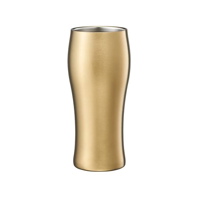 Doshisha Drinking Beer Tumbler, 14.2 fl oz (420 ml), Dishwasher Safe, Hot or Cold Insulated, Vacuum Insulated, Gold