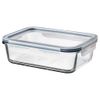 2X Food container with lid, rectangular glass/plastic, 1.0 l