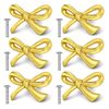 Mikily‘s Brass Bow Shape Cabinet Knobs, Gold Drawer Pulls, Decorative Bow Knobs, 6 Pack