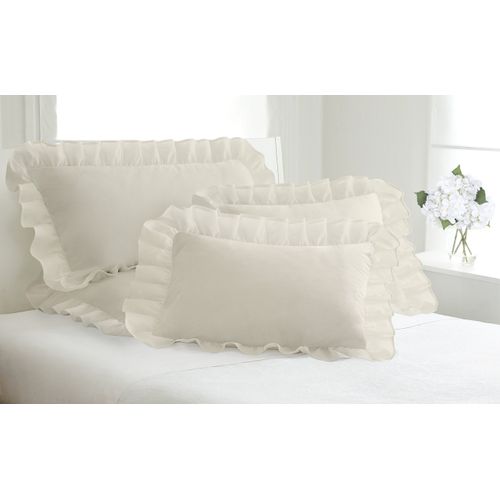 Fresh Ideas Ruffled Pillow Sham 2 Pack, Standard, Ivory