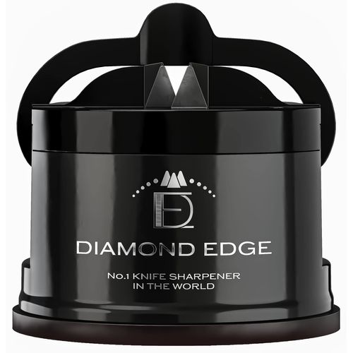 Diamond Edge No.1 Knife Sharpener in The World - Lifetime Use for Any Knife from Chef's, Utility to Steel Pocket Knives - Professional Safe Manual Sharpening Tool, Midnight Black