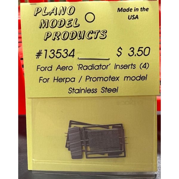 Plano #13534 Ford Aero 'Radiator' Inserts (4) for Herpa/Promotes -Stainless