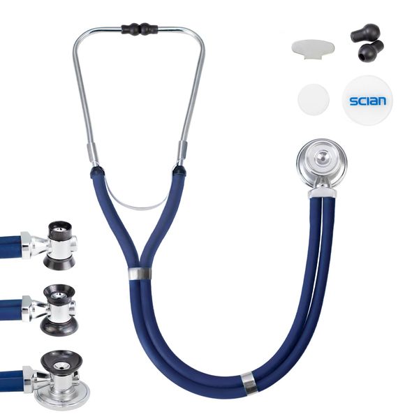 SCIAN Stethoscope Sprague Rappaport for Doctors, Nurses, School Students, and Home Use, Multi-fuctional Cardiology Stethoscope Dual Head with Adult, Pediatric, and Infant Convertible Bell (Blue)