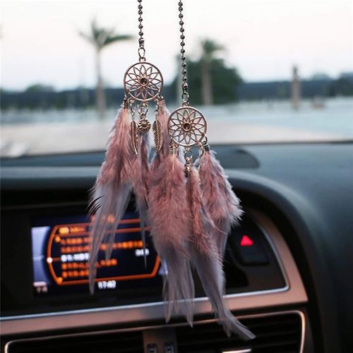 Mini Dream Catcher, Small Handmade Dreamcatcher Wall Hanging Feather Decoration Home Decor Car Charms Accessories for Birthday Festival Craft Gift (Grey)