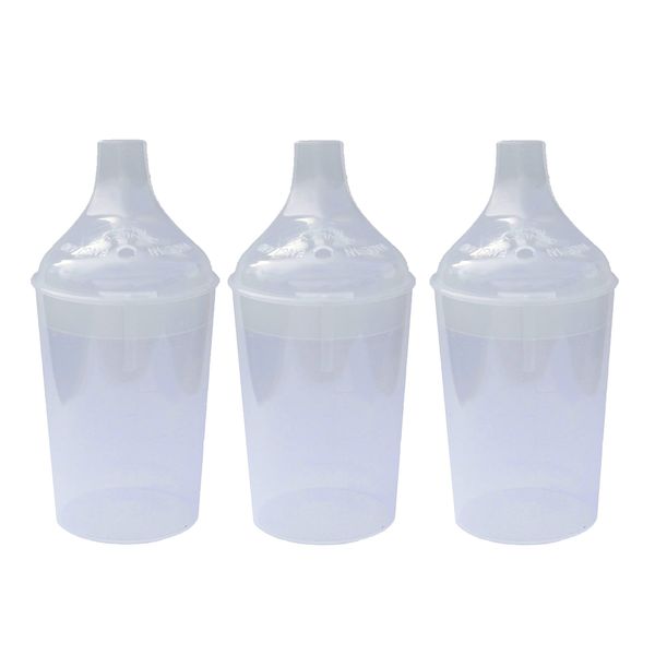 Lizzyoftheflowers 3 Pack - Clear Wide Spout Feeding Beakers with Graduated Measurements and Controllable Flow Lid - Autoclavable, Microwave Safe and Spill-Proof