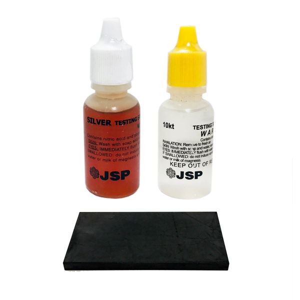 2 JSP Gold Testing Solutions 10K and Silver With Economy Test Stone