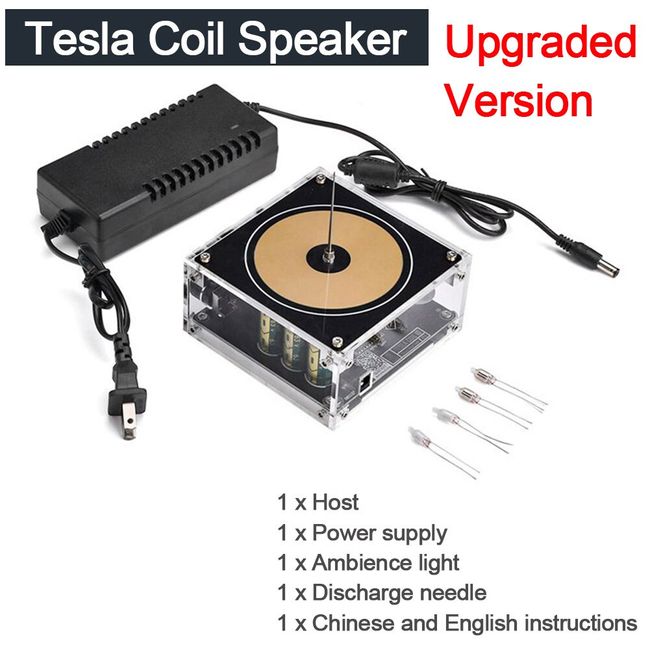 AC 100-240V High Power Music Tesla Coil Plasma Speaker + Adapter