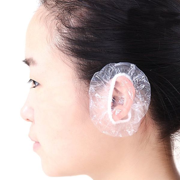 100PCS Disposable Hair Dyer Ear Protector Covers Shower Caps for Ears Clear Hair Dye Hair Bathing Beauty Earmuffs Shower Cap