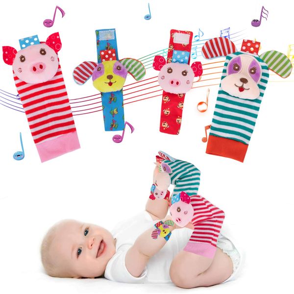 PADONISE Wrist Rattles for Babies 0-6 Months Baby Toys Rattles Socks for Babies 6-12 Months Baby Socks 12-24 Months Soft Sensory Toys for Babies Birth Christening Birthday Christmas Gifts for Baby