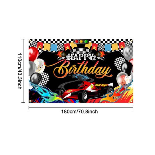Mocsicka Racing Car Happy Birthday Backdrop Banner Car Themed Birthday Party Decorations Banner Racing Theme Party Supplies for Photography (Red, 70.8x43.3 inch)
