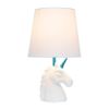 Pemberly Row 15.5" White & Blue Glitter Unicorn Lamp w/LED Bulb