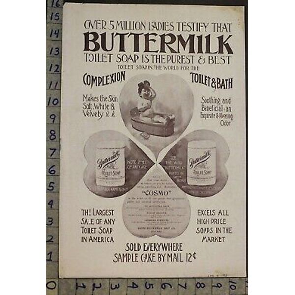 1895 BUTTERMILK TOILET SOAP BATHTUB BABY CHICAGO HEALTH BEAUTY DECOR AD [[SKU]