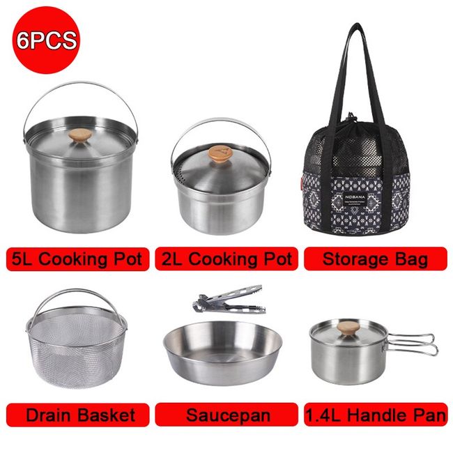 6pcs/set Kitchen Camping Kitchenware Pots and Pans Non Stick
