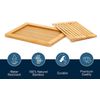Large Premium Natural Bamboo Bread Cutting Board with Crumb Tray Bread Servi