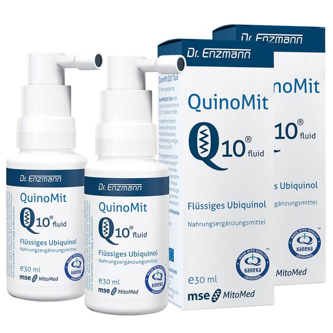 QuinoMit Ubiquinol flüssig (2 x 30ml) Doppelpack, vegan & hochdosiert Kaneka Coenzym Q10, reduziert, atmungsaktiv, liposomal, Dr Enzmann