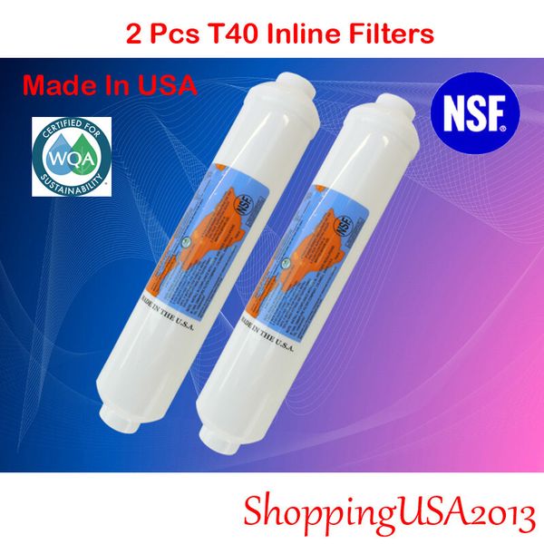 2XT40 Inline Carbon Filter Coconut RO Water Filter System 10"x2" 1/4" Outlet