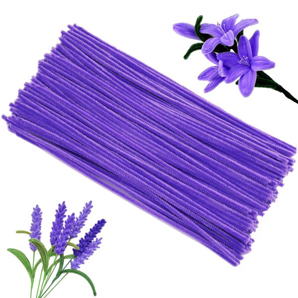 ZXIIXZ Purple Pipe Cleaners, 100Pcs Pipe Cleaners Supplies for DIY Craft, Chenille Stems Pipe Cleaners Art Supplies for Festivals Crafts Decorations