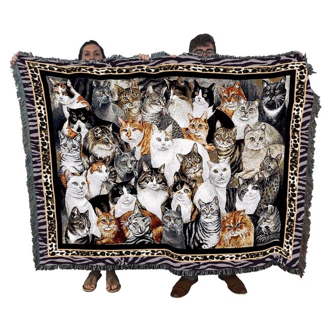 Pure Country Weavers Purrfect Cats Blanket by Elena Vladykina - Gift for Cat Lovers - Tapestry Throw Woven from Cotton - Made in The USA (72x54)