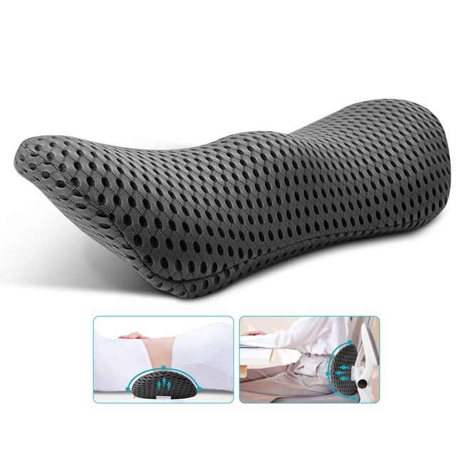 N NeoCushion Lumbar Support Pillow for Office Chair,Couch,Car Seat Driver,Recliner and Bed,Neo Cushion Ergonomic Memory Foam Lumbar Pillow for Low Back Pain Relief, for Sleeping(Black)