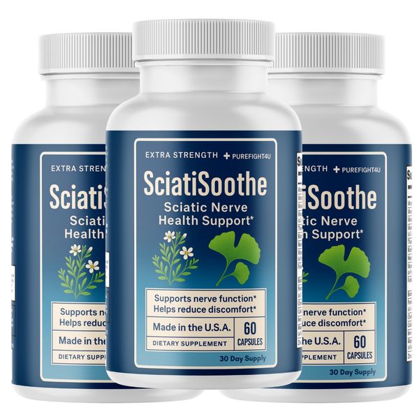SciatiSoothe Brain & Focus Pills – Memory & Clarity Support – 3 Bottles