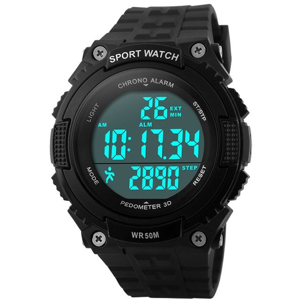 FANMIS Unisex Pedometer Military Tactical Sports Watch Multifunctional 50M Waterproof Digital Outdoor Chronograph with LED